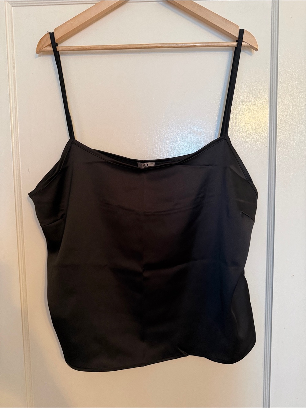NLT NWOT Classic Black Satin Camisole with Spaghetti Straps - Picture 6 of 7
